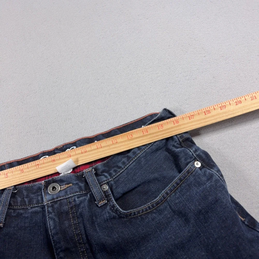 Eddie Bauer Flannel Lined Jeans Men 32x32 Relaxed Fit Dark Blue Denim‎ Workwear